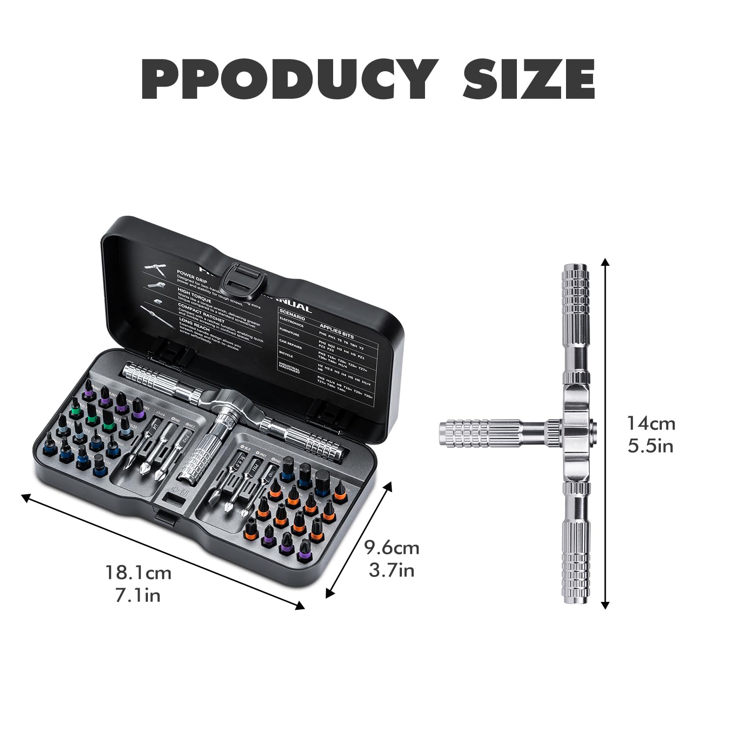 VMAN Ratchet Screwdriver Set, 40 in 1 Magnetic Screwdriver Sets, S2 Steel Bits, DIY Combination Flexible Shaft - Image 2