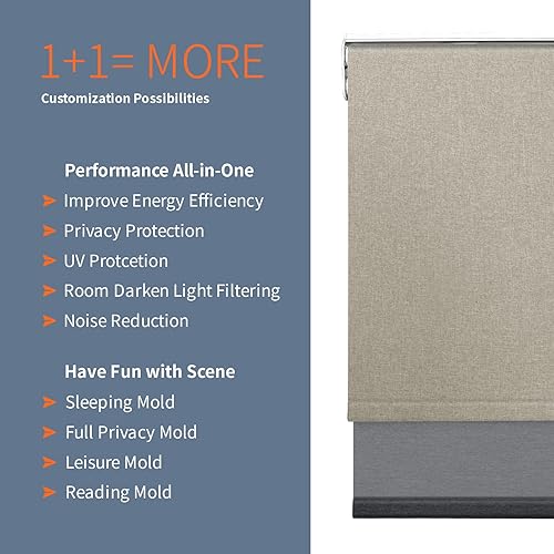 Vista 22 de Persiana enrollable doble día y noche persianas de ventana dobles Blackout y filtrado de luz Tela personalizada de tamaño personalizado Tela