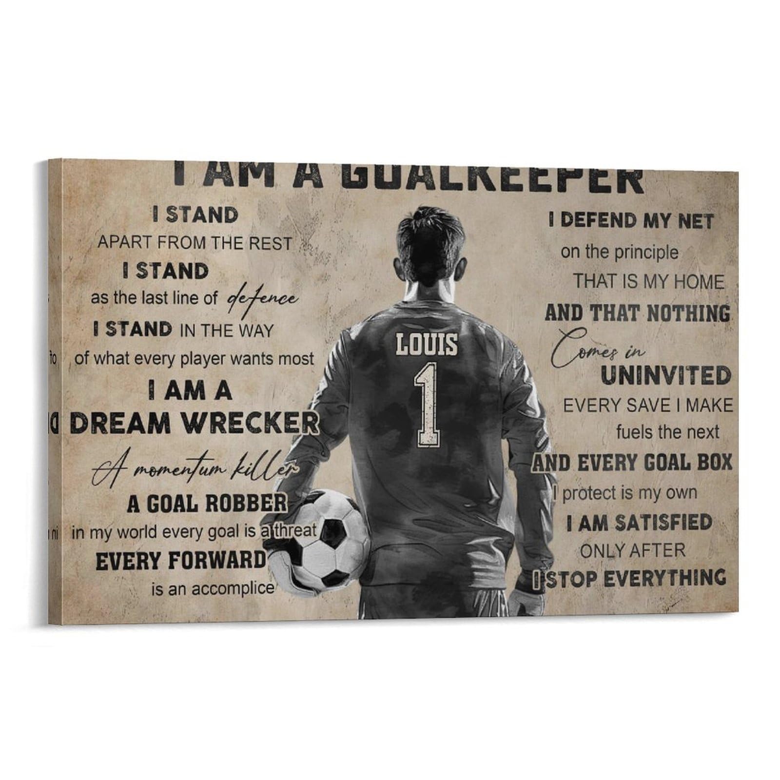 WLQZFRWV Soccer Goalkeeper Personalized Poster Canvas Poster Wall Art Decor Print Picture Paintings for Living Room Bedroom Decoration 12x18inch(30x45cm)