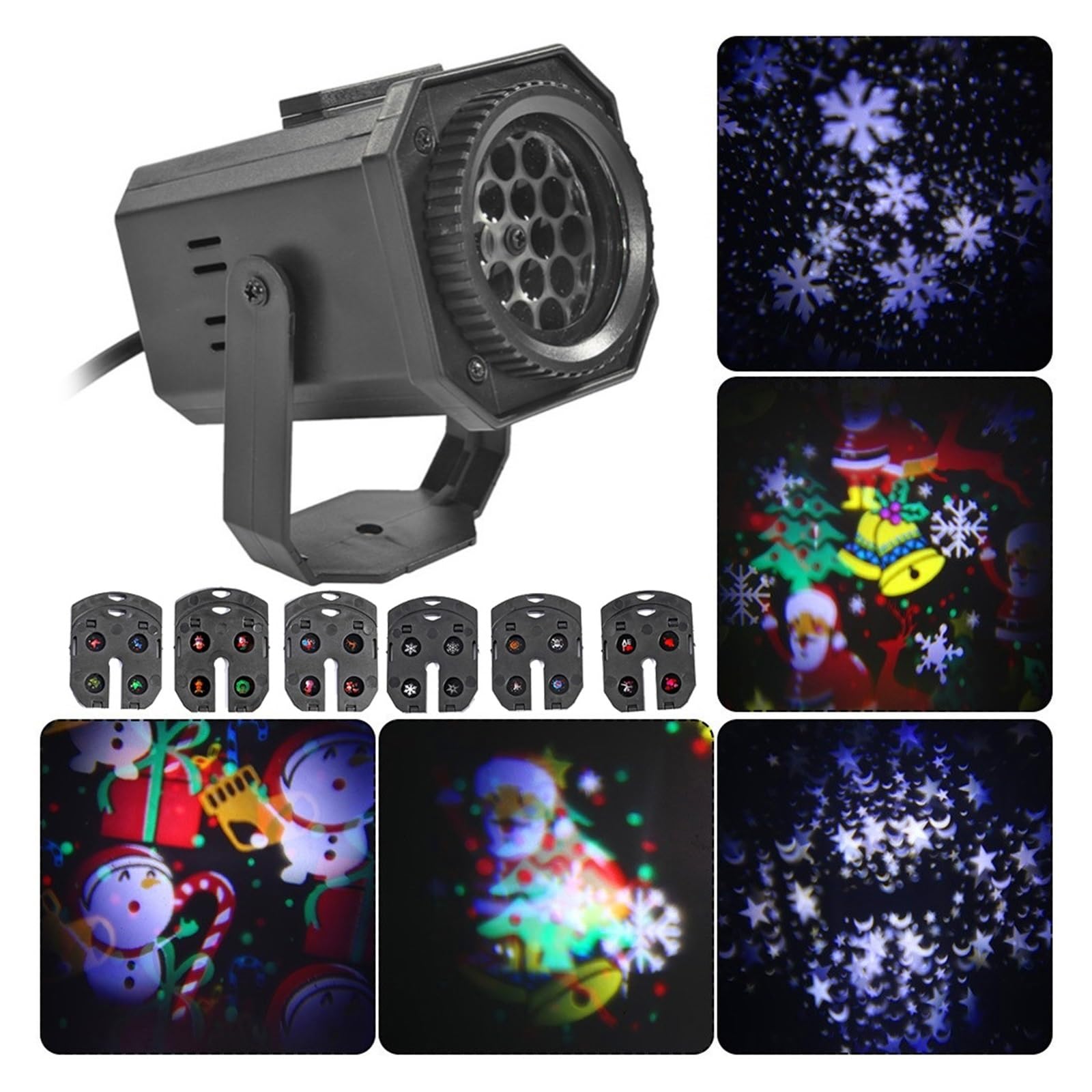 Light Projector, LED Christmas Xmas Project Decorat DJ Disco Party Sta Lighting Snowflake Lamp 6 Pattern Cards(A Style)