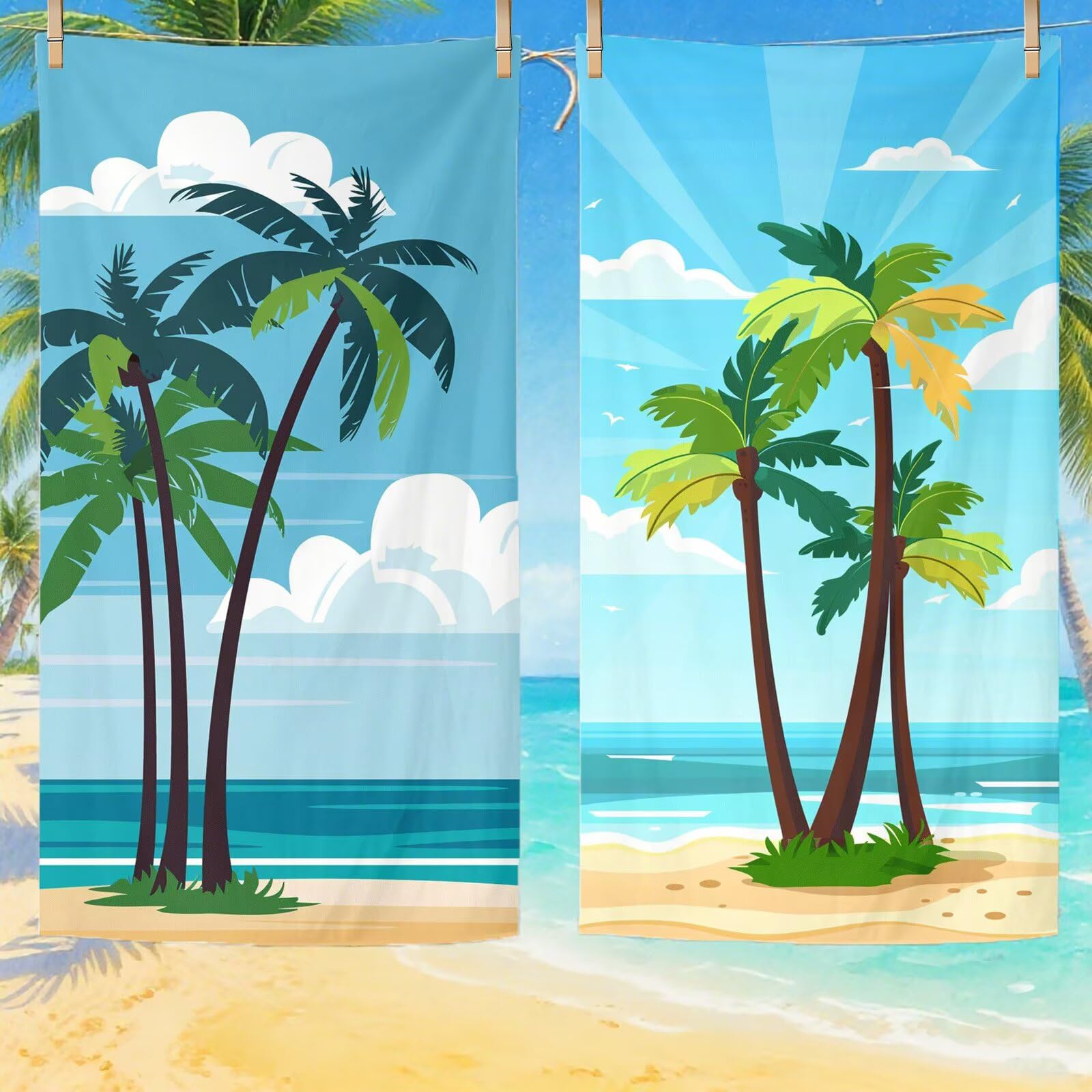 Serviette de Plage XXL 100x200 cm,Bleu Serviette Plage Microfibre avec Séchage Rapide, Anti-Sable, Absorbante Fonction Design pour Vacances Piscine Pique-Nique Voyages Yoga, Cadeau Femme Q-634