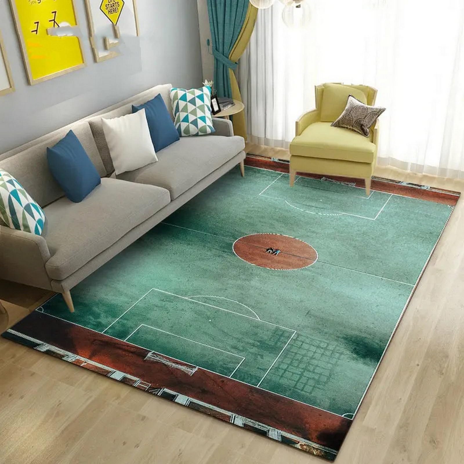 Tapis de salon 3D basket et football 120x160cm antidérapant grand tapis de sol moderne cuisine