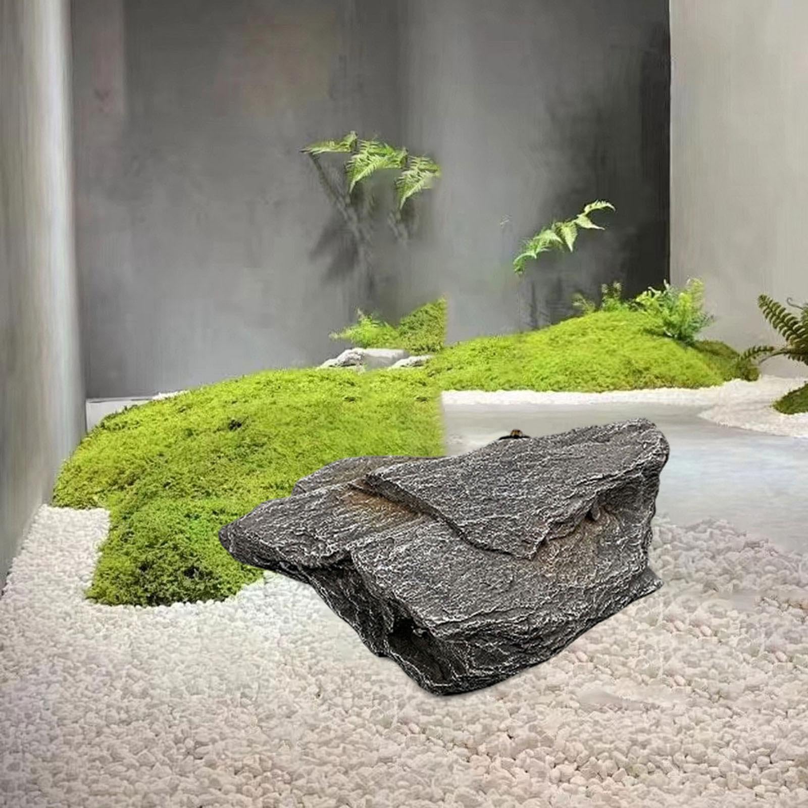 Artificial Decoración Acuario Terrario Accesorio Jardín Falso Piedra Realisticidad Resistente a Intemperie Adecuada para Paisajismo Y, 37x26x12cm