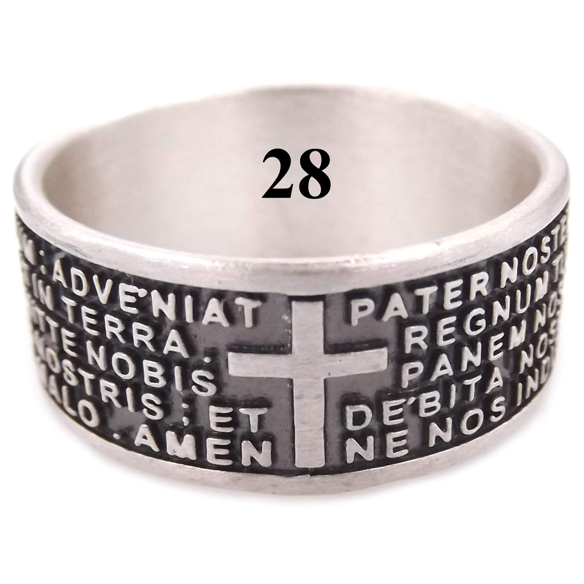 Gioielli Aurum - Ring für Herren und Damen, 925er Silber, Vaterunser lateinisches Gebet, religiös, brüniert, handgefertigt, hergestellt in Italien, nickelfrei, hypoallergen, Geschenkidee für Jungen