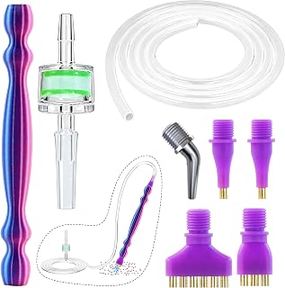 Vacuum Diamond Painting Pen Replacement Kit, Screw Diamond Pen with Silicone Tube & Filters & Multiplacers (1/3/6/Elbow Heads) for Most Vacuum Pens, Diamond Art Accessories (Blue Purple + Purple)