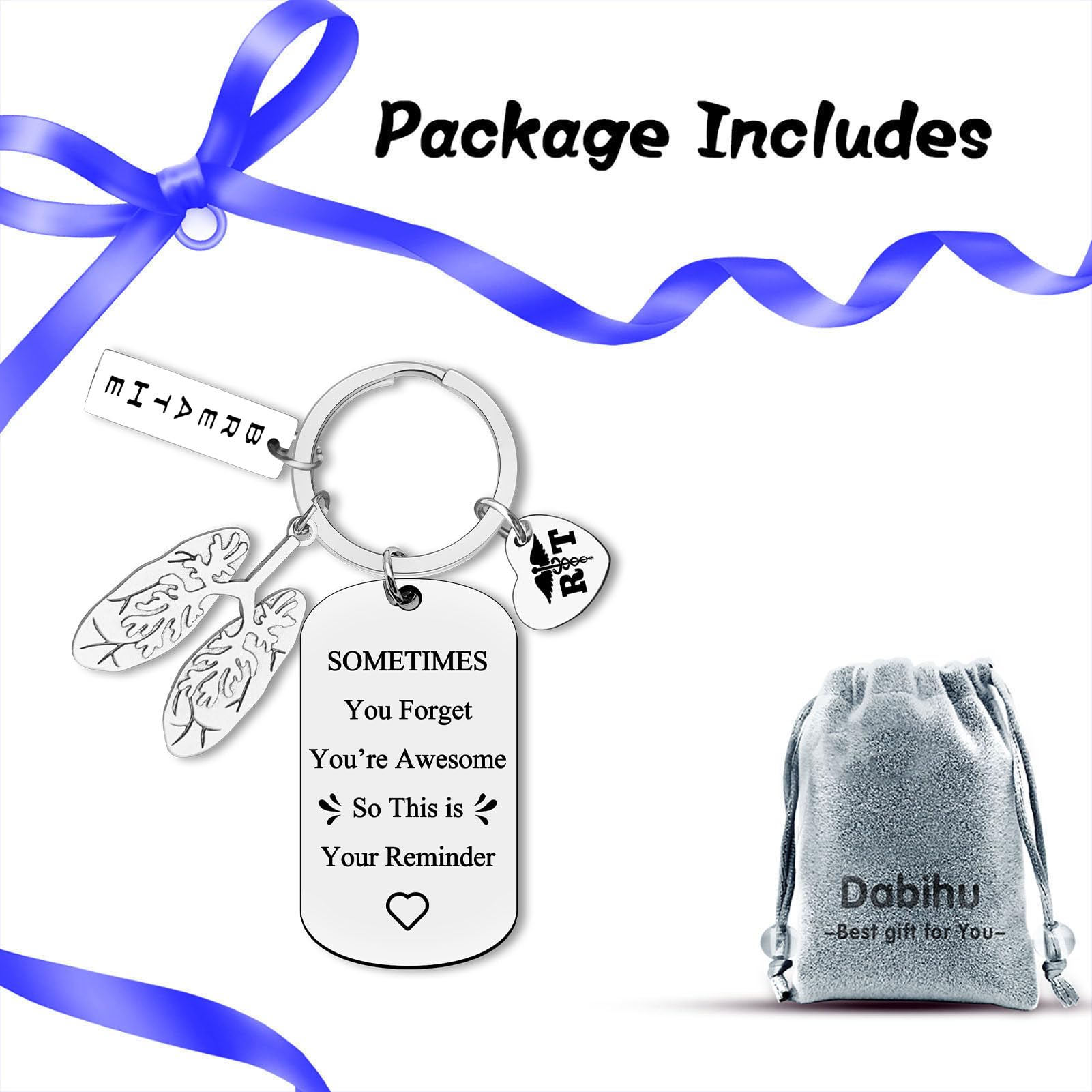 Dabihu Respiratory Therapist Gift RT Keychain Inspirational Therapist Graduation Gift Radiology Technologist Respiratory Care Week RT Therapy Gifts Coworker Encouragement Keyring