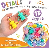 Vista 4 de Juguetes de marionetas de dedo de 80 piezas, lindos muñecos de monstruo, de goma suave, con patrón de monstruo y diablo, juguetes elásticos