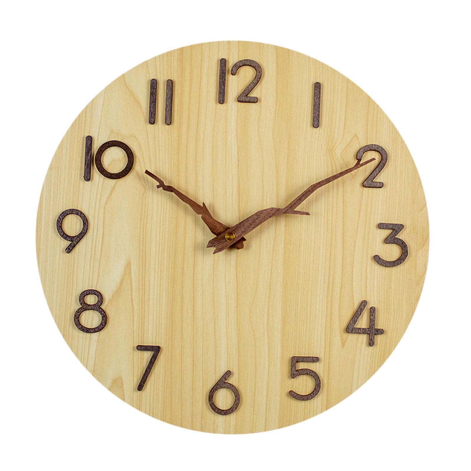 AMSLSIU Non Ticking Wooden Wall Clock Captivating Silent Round Time Clock Unique Factor Adds Charm To Every Home Decor Silent Wall Clocks Decorative Round