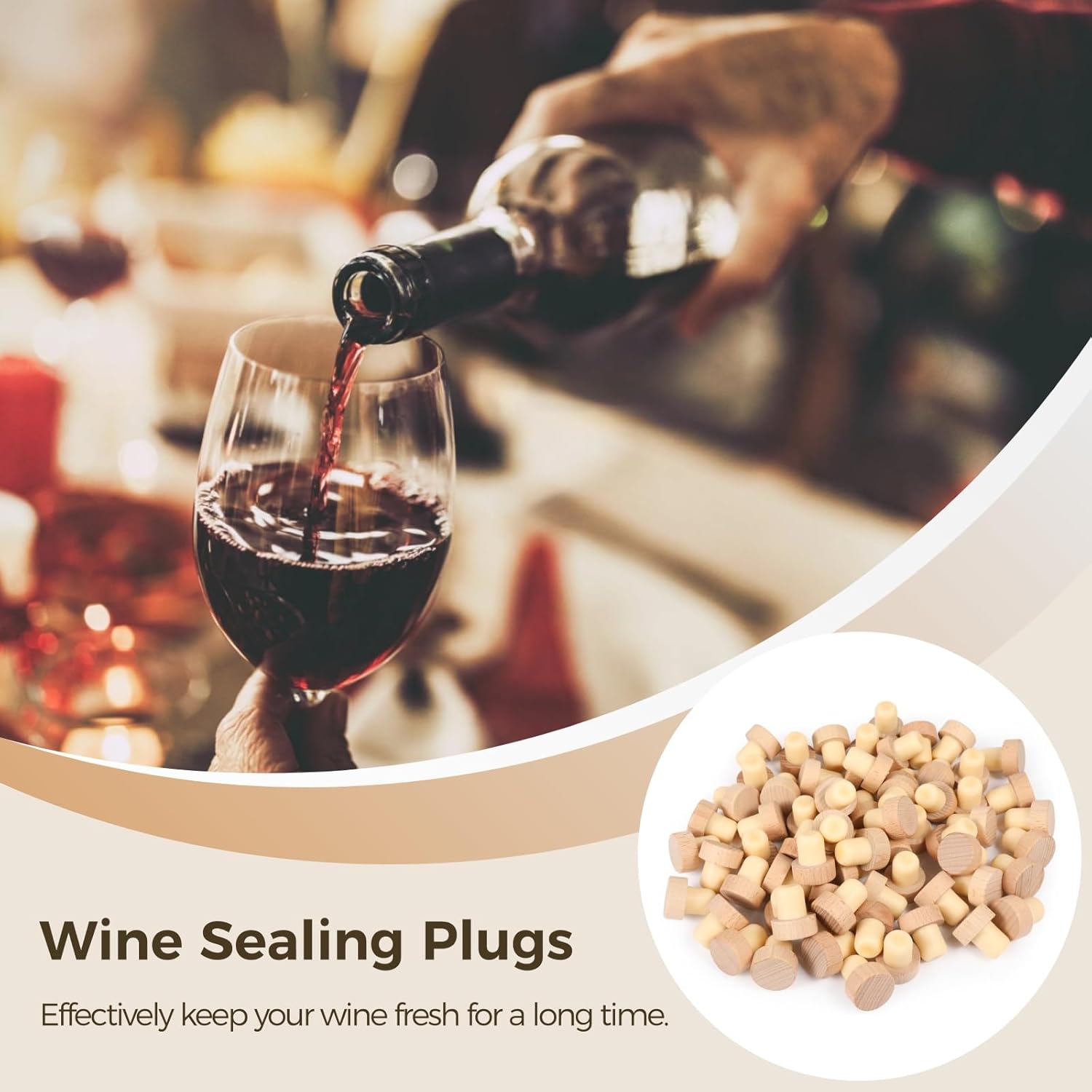 100 Pcs T-Shaped Wine Bottle Corks, Reusable Wine Sealing Plugs, Resealable Beer Bottle Stoppers, Natural Wood and Rubber, Secure Fit, Ideal for 375 ml/500 ml/750 ml Bottles