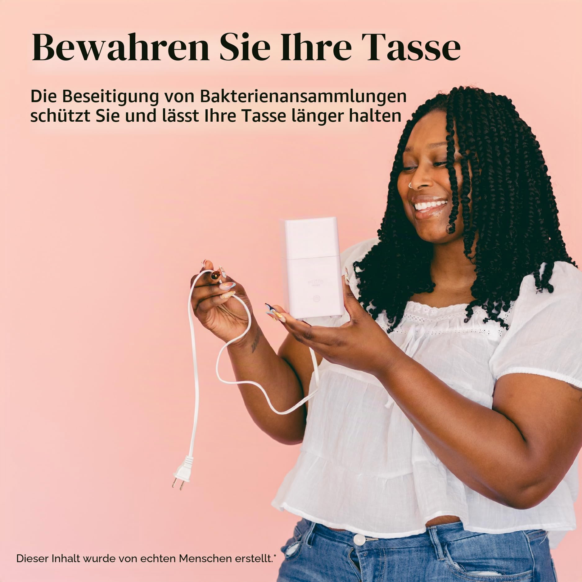 Menstruationstassen mit Sterilisator – Platz 1 der bequemsten, weichen, wiederverwendbaren Periodentassen – Tötet 99,9% der Keime mit Dampfreiniger – Reinigt in 3 Min – Kompaktes Desinfektions-Set