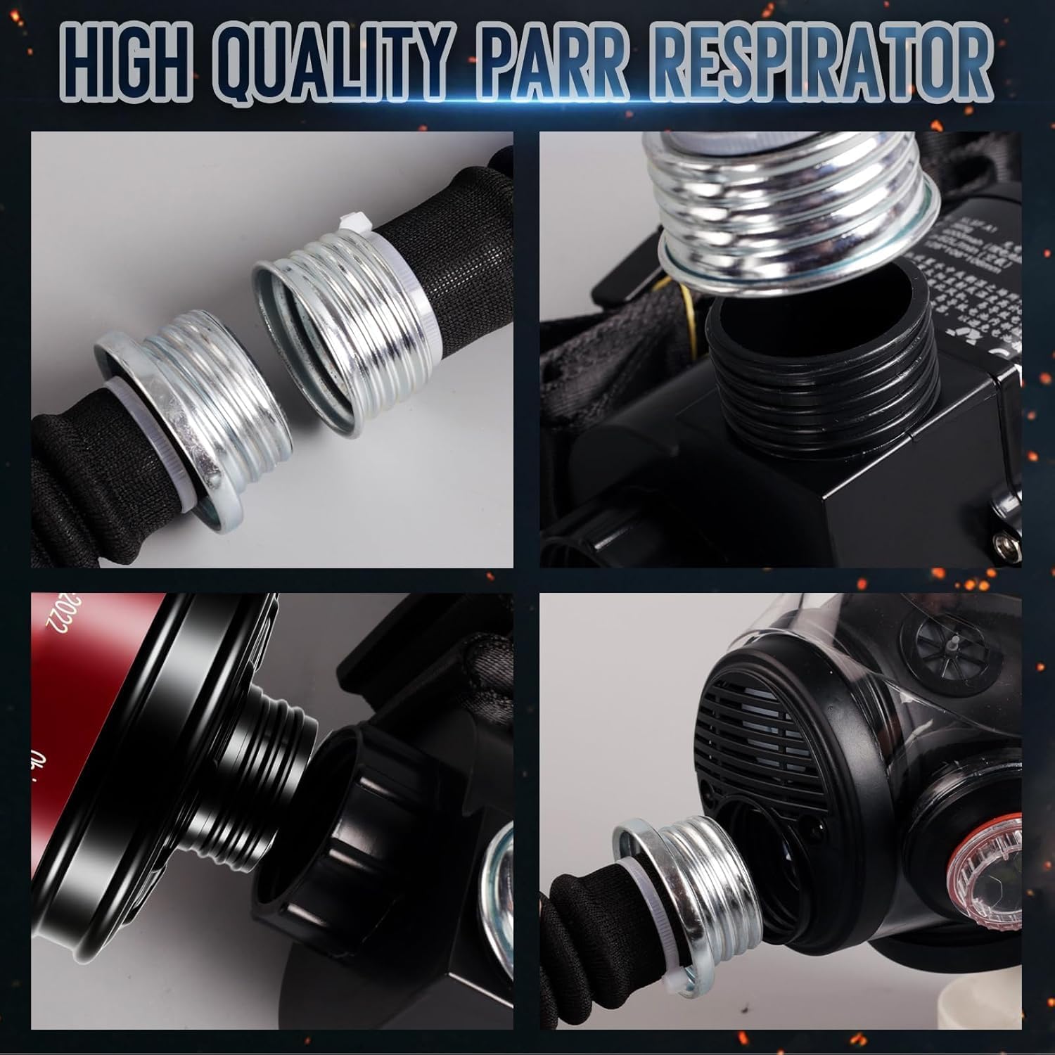 PAPR, Powered Air Purifying Respirators, Portable PAPR Respirator System with 40mm Gas Mask Filters, Supplied Air Respirator for Industry, Gas Mask for Gases Resin Paint