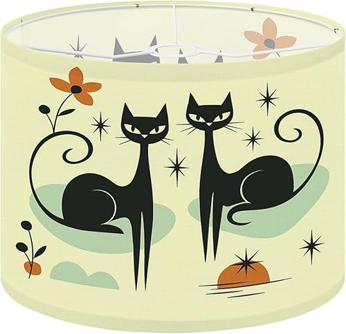 Miniatura 11 de Lamp Shades Mid Century Modern Retro Orange Brown Geometric 70s Style Shapes Lampshades set of 2 Light Shade for Table Lamps Pendant Light Floor