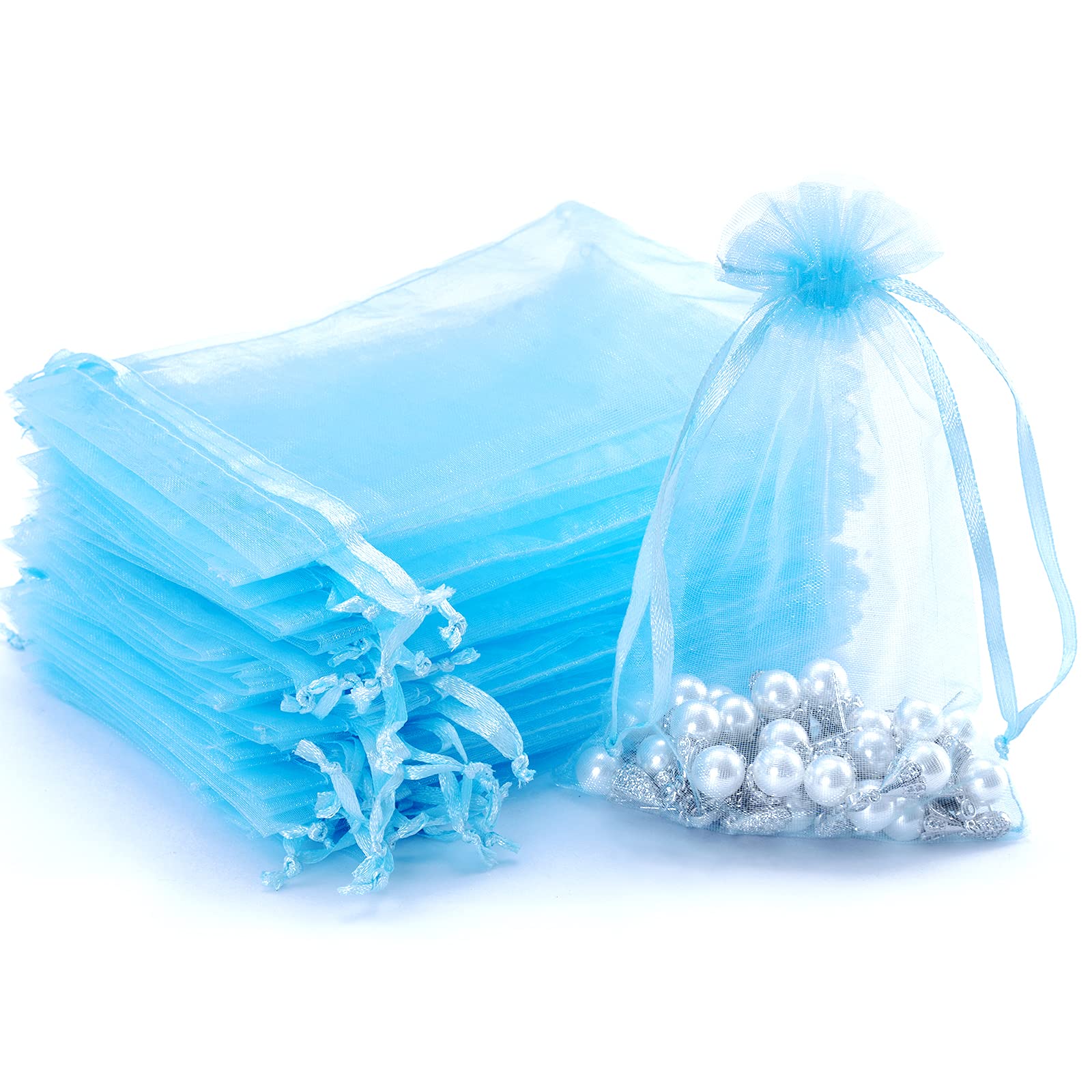 DoGeek 60pcs 2.76" X 3.54" Organza Bags, Mesh Bags with Drawstring Jewelry Pouches Wedding Favour Bag Small Gift Bags Wedding Party Christmas Gift Halloween Candy Bag (White, 9 * 7 cm) — view 17