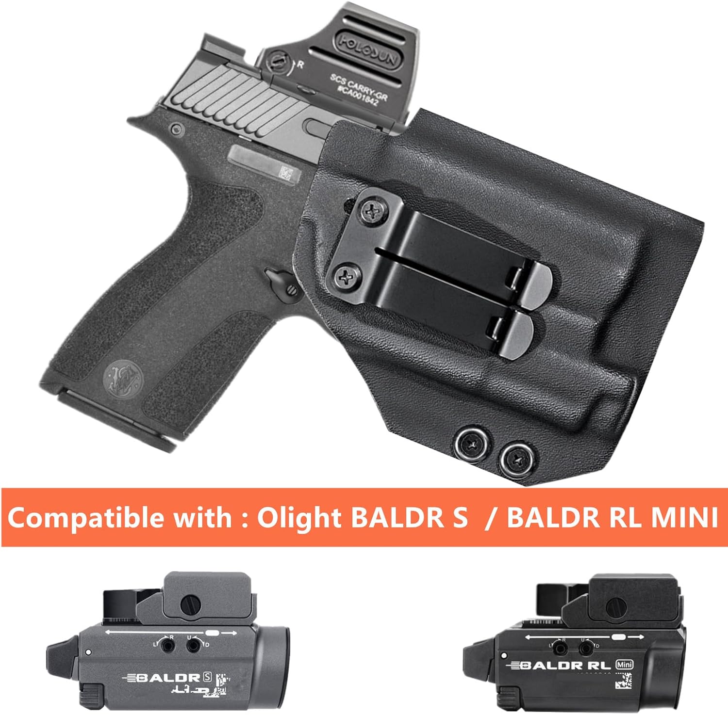 Freyr Light-Bearing IWB Kydex Holster Compatible with Olight Baldr S RL Mini, Red Dot Optics Cut, Concealed Carry