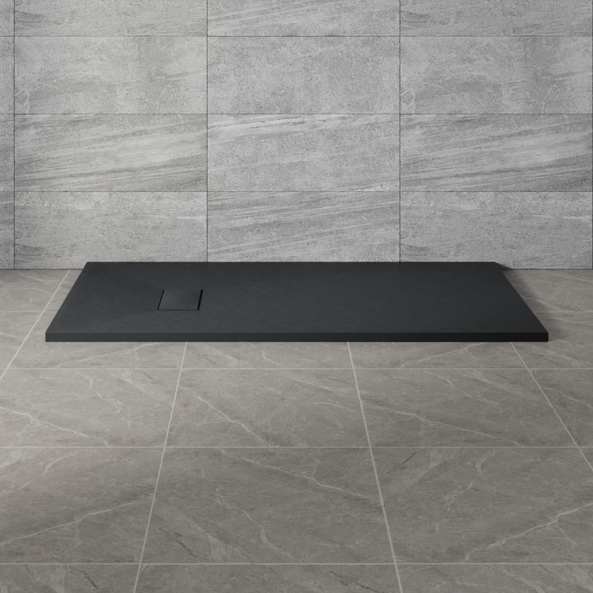 NRG 1400x700mm Black Non-Slip SMC Rectangle Bathroom Shower Tray