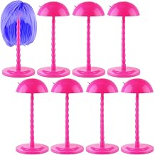 Reginary 8 Pieces Wig Head Stand for Multiple Wigs Mannequin Head 13.8 Inch Portable Hat Display Stand Travel Wig Holder for Styling Non Slip Stable DIY Practice Hat HolderRose Red