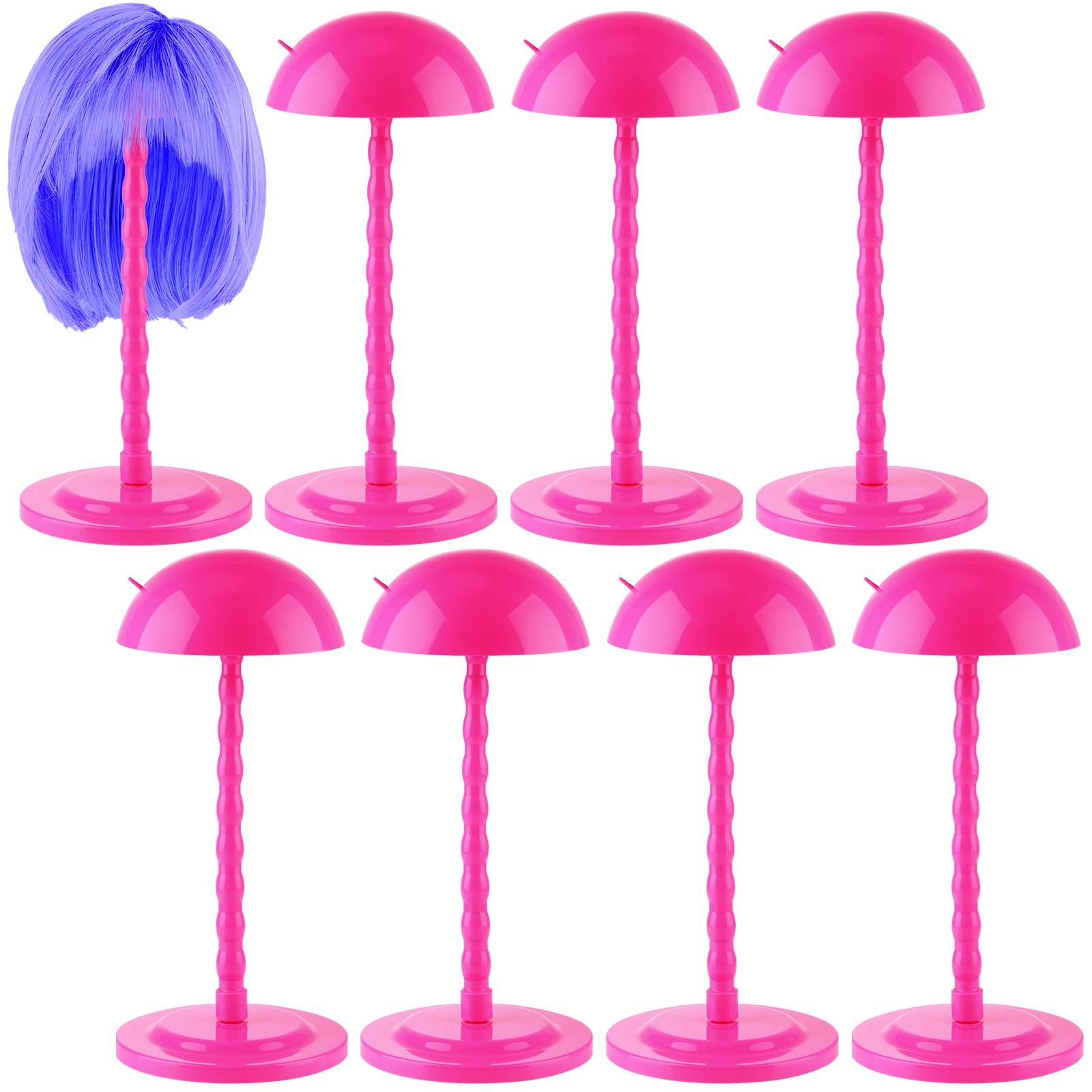 Reginary - Supporto per parrucche a 8 pezzi, testa di manichino da 35 cm, portatile, espositore per cappelli, supporto da viaggio per parrucche, antiscivolo (nero)_voghion.com