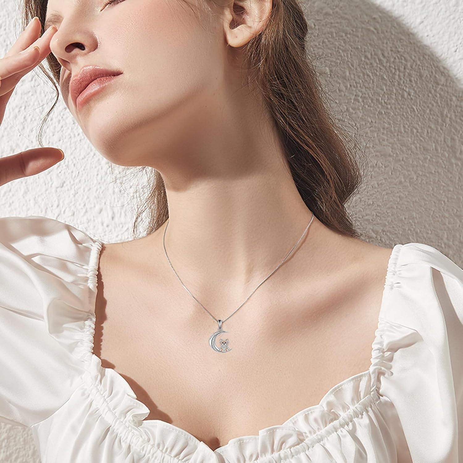 Yorkie Necklace for Women Sterling Silver Moon Pendant Necklace Animal Jewelry Gift for Women - Image 2