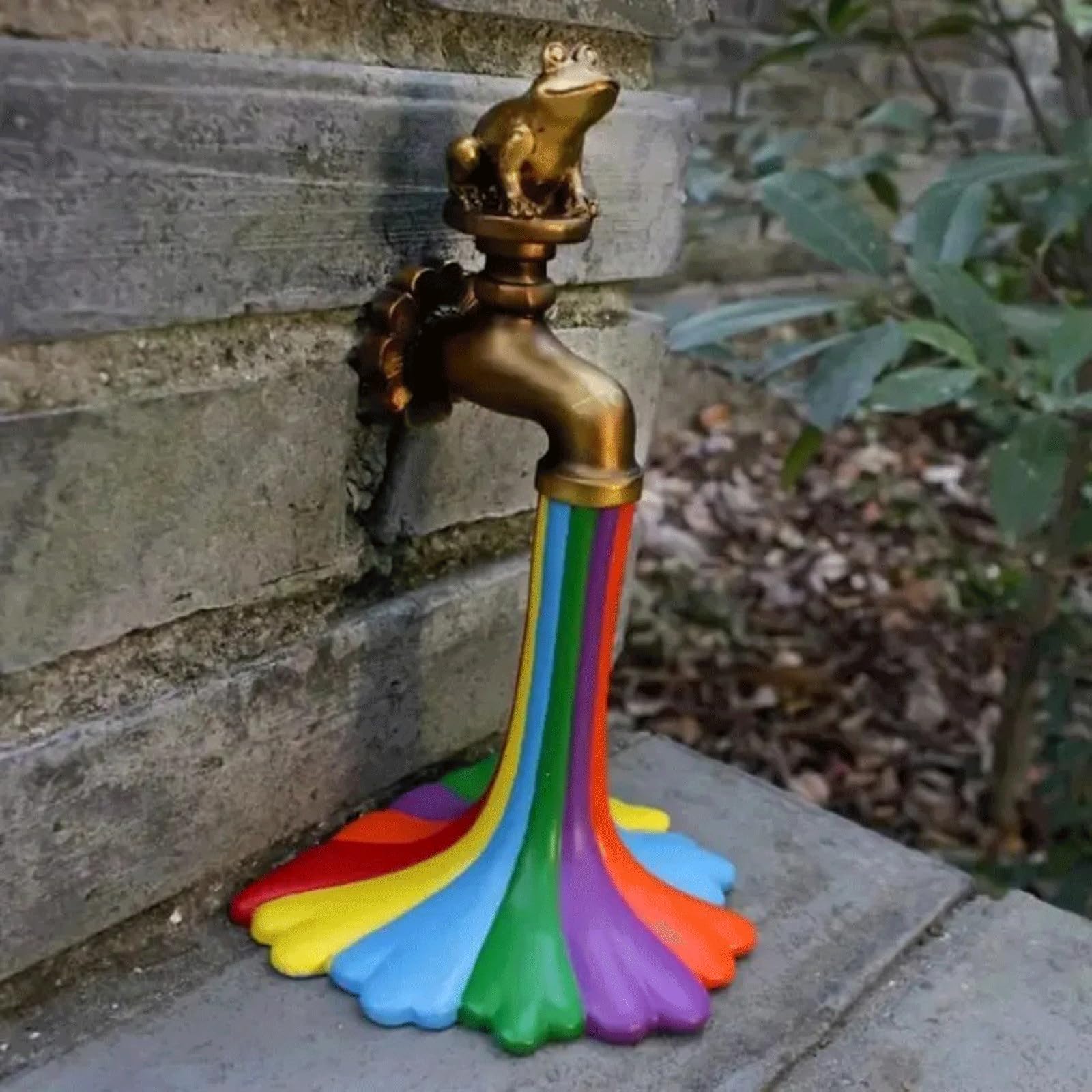 Estatuas de jardín con grifo de arco iris, adorno de estatua de jardín – Decoración de patio al aire libre – Estatua caprichosa de resina arcoíris – Decoración de jardinería para inauguración de la
