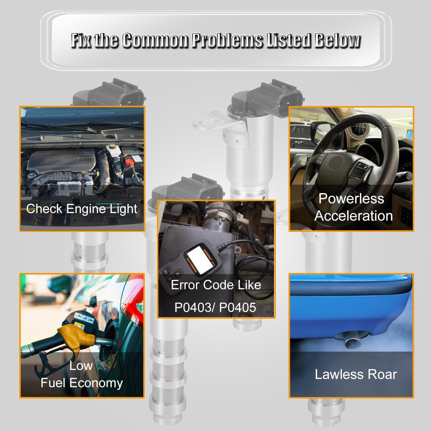 12586722 Intake & Exhaust Engine Variable Valve Timing (VVT) Solenoid Fit for Chevy Equinox Malibu Traverse Impala & GMC Terrain Acadia,Buick & Cadillac & Pontiac & Saab, Oil Control VVT Valve 917-219