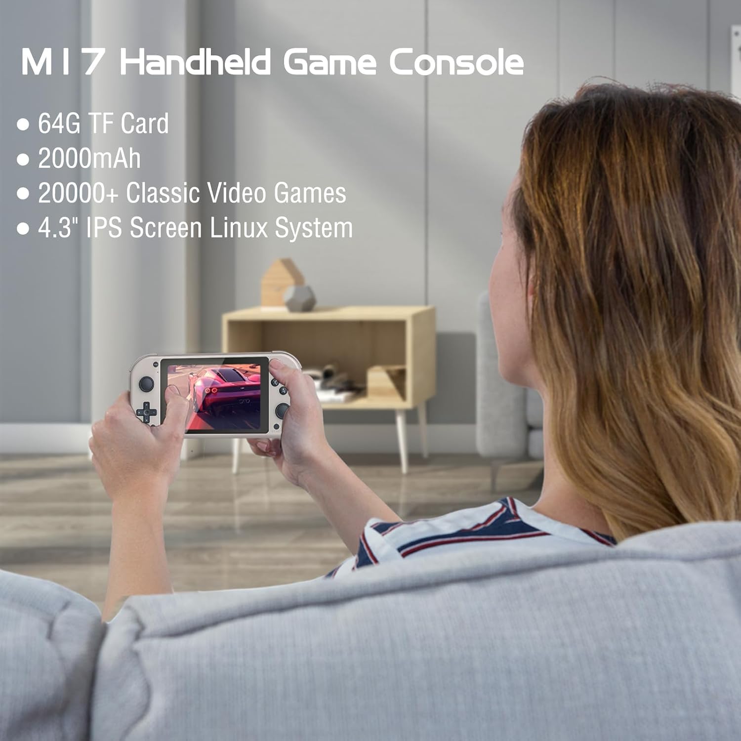 Console de jeu vidéo portable rétro – Écran IPS de 4,3 pouces, système Emuelec, 64 Go, plus de 20 000 jeux, système de jeu classique, rétro