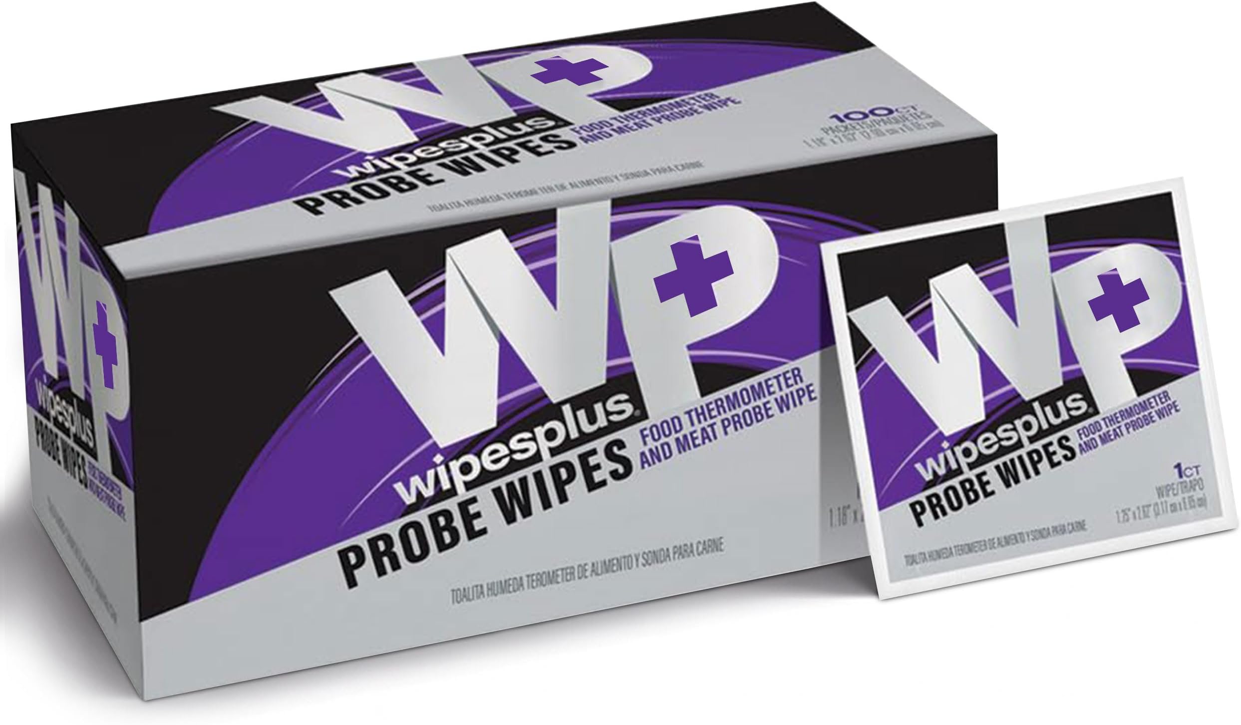WIPESPLUS Thermometer Sanitizing Wipes - Probe Wipe Sachet - 100 Wipes