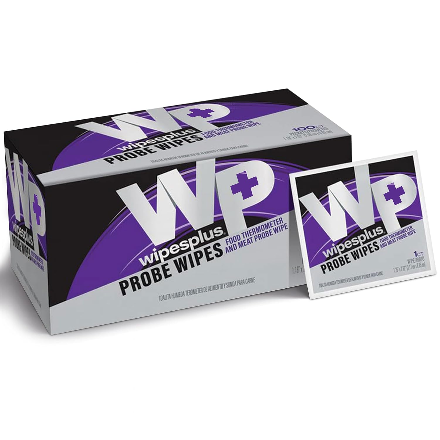 WIPESPLUS Probe Wipes, Thermometer Wipes, Meat Probe Wipe with Individual Satchets for Home and Business, 1000 Count, 10 Packs of 100, White