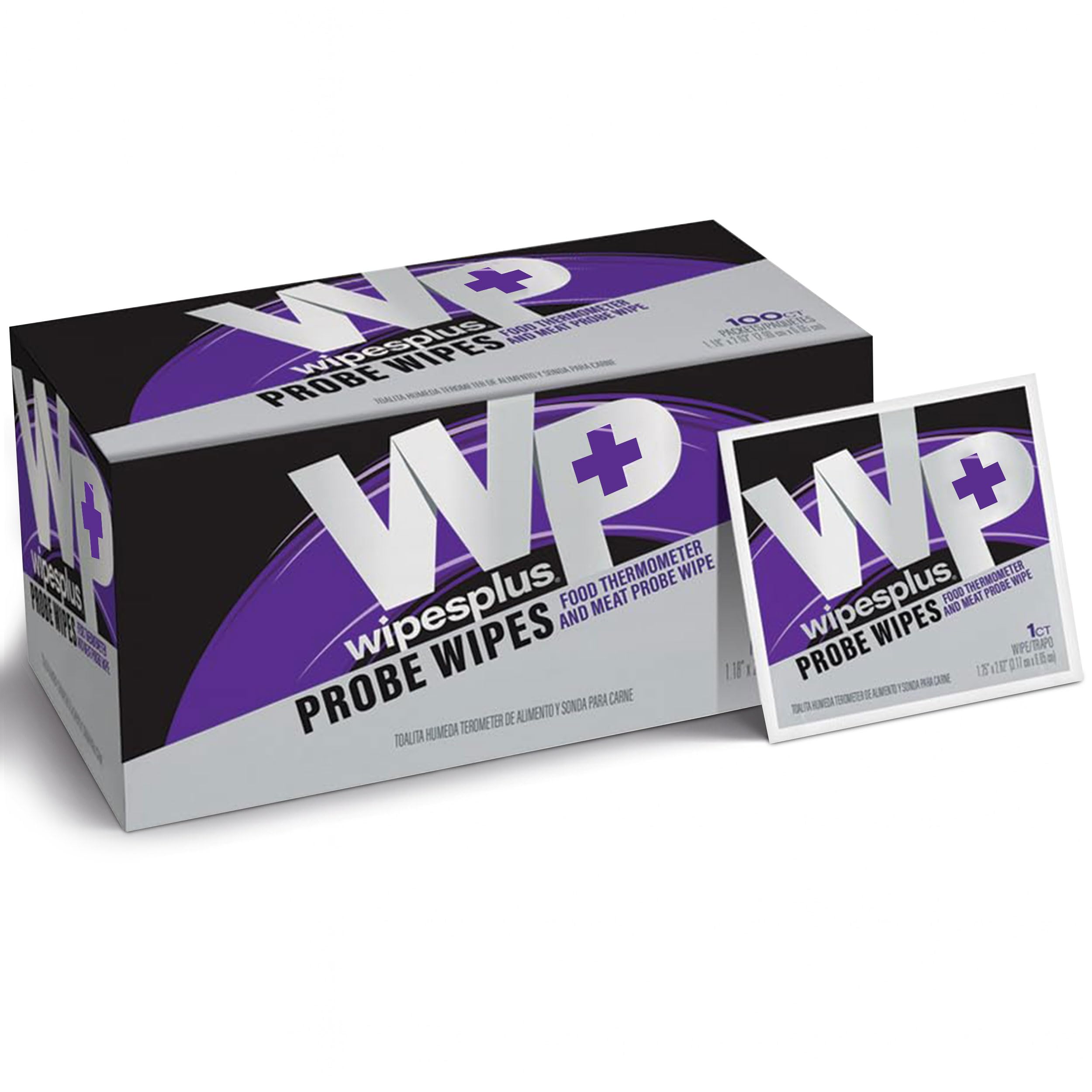 WIPESPLUS Thermometer Sanitizing Wipes - Probe Wipe Sachet - 100 Wipes