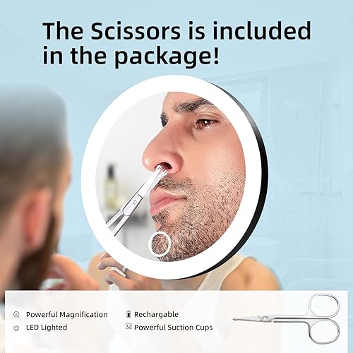 Miniatura 3 de Espejo de aumento iluminado 30X con ventosas, espejo de aumento pequeño recargable de 4 pulgadas, espejo de maquillaje con aumento de 30X, espejo de