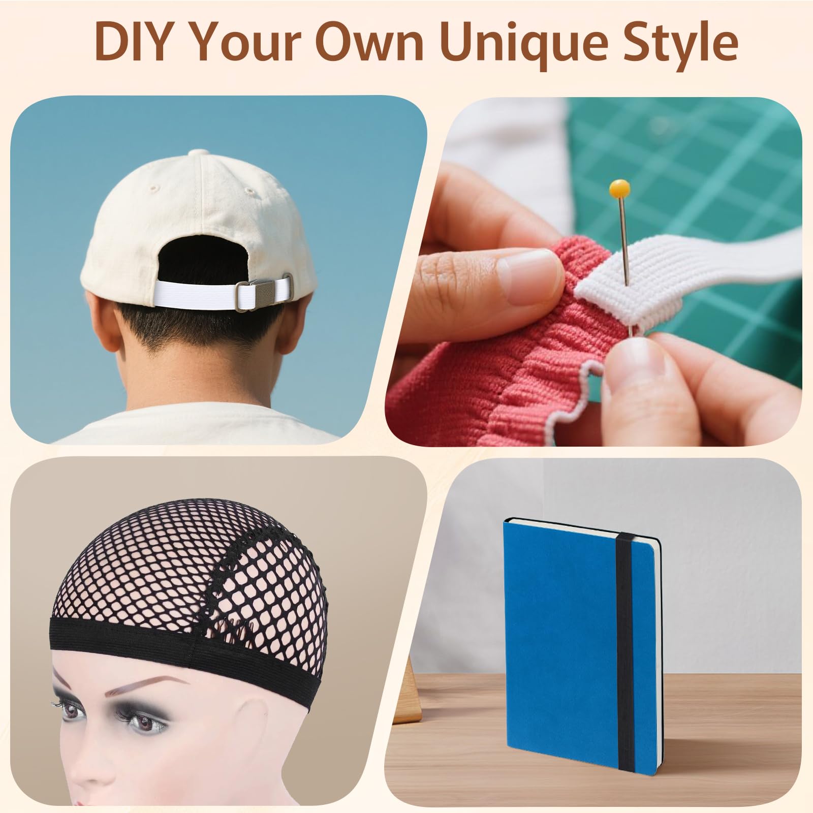 Fettuccia Elastica 20mm 12m per Cucito, Elastico per Pantaloni Bianco e Nero, DIY
