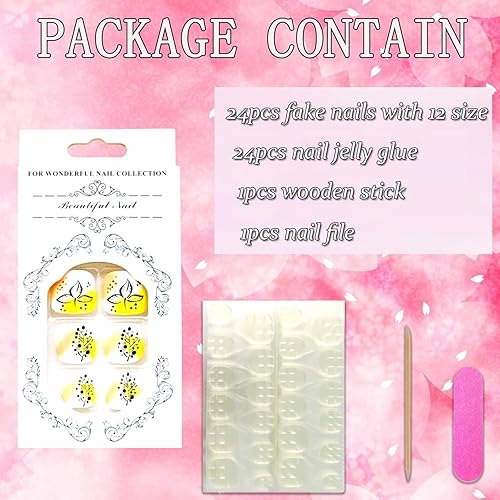 Miniatura 34 de Uñas postizas a presión con diseños de diamantes de imitación, uñas postizas reutilizables de cobertura completa con pestaña adhesiva, uñas postizas