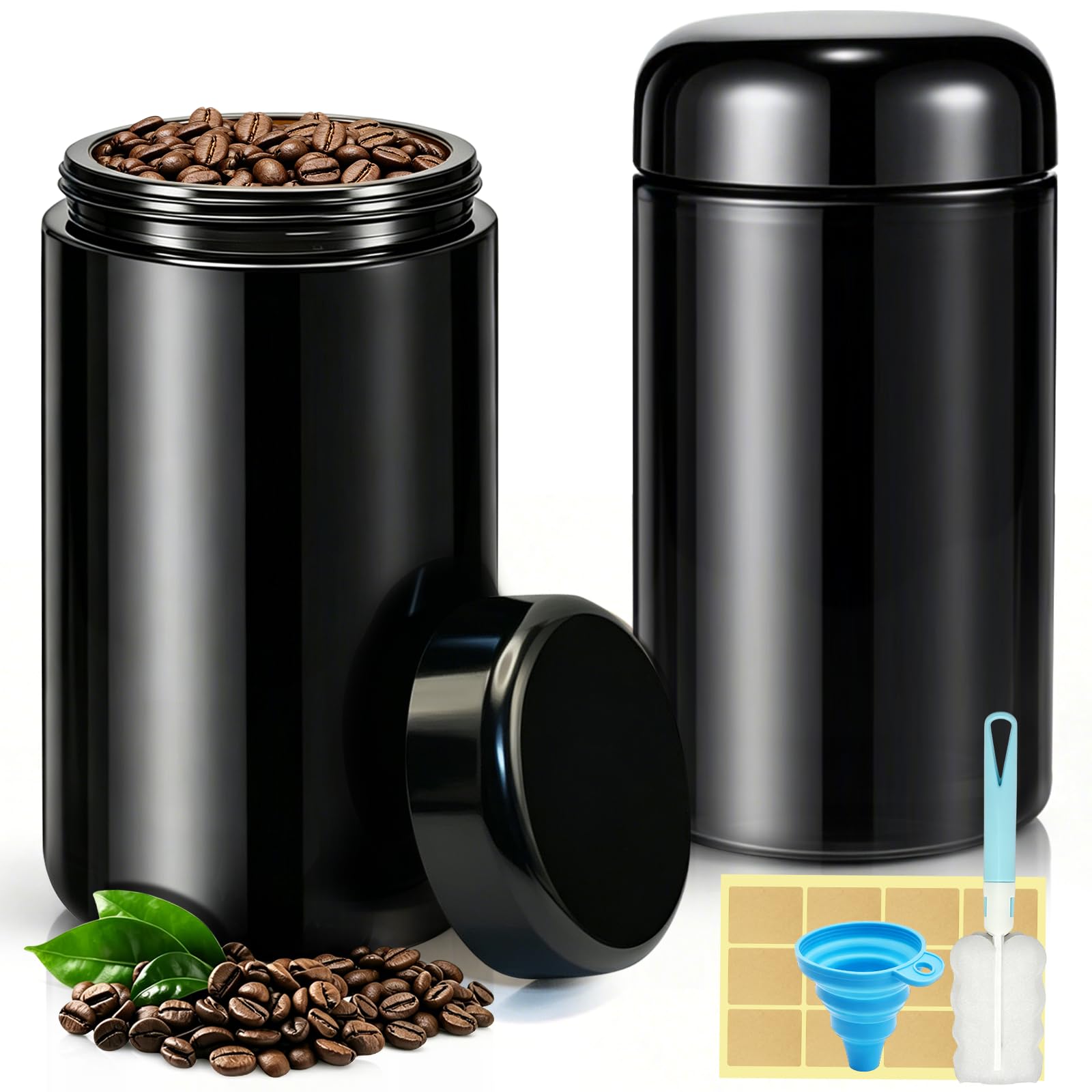 Sinofort 2Pcs 500ML Smell Proof Container, Black Glass Storage Jar with Lid