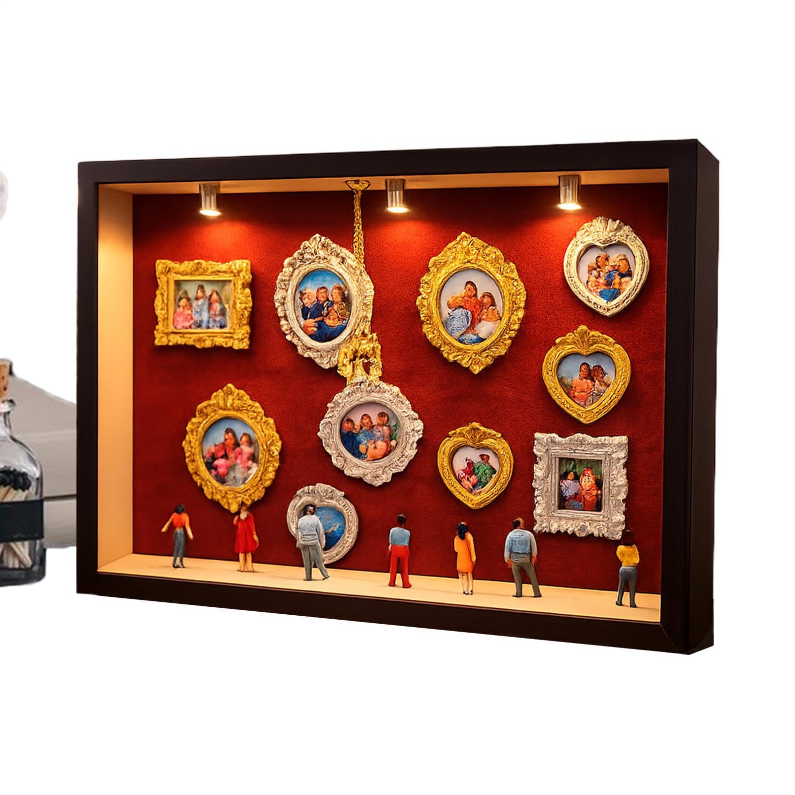 Boîte miniature avec photo et LED pour déco murale salon