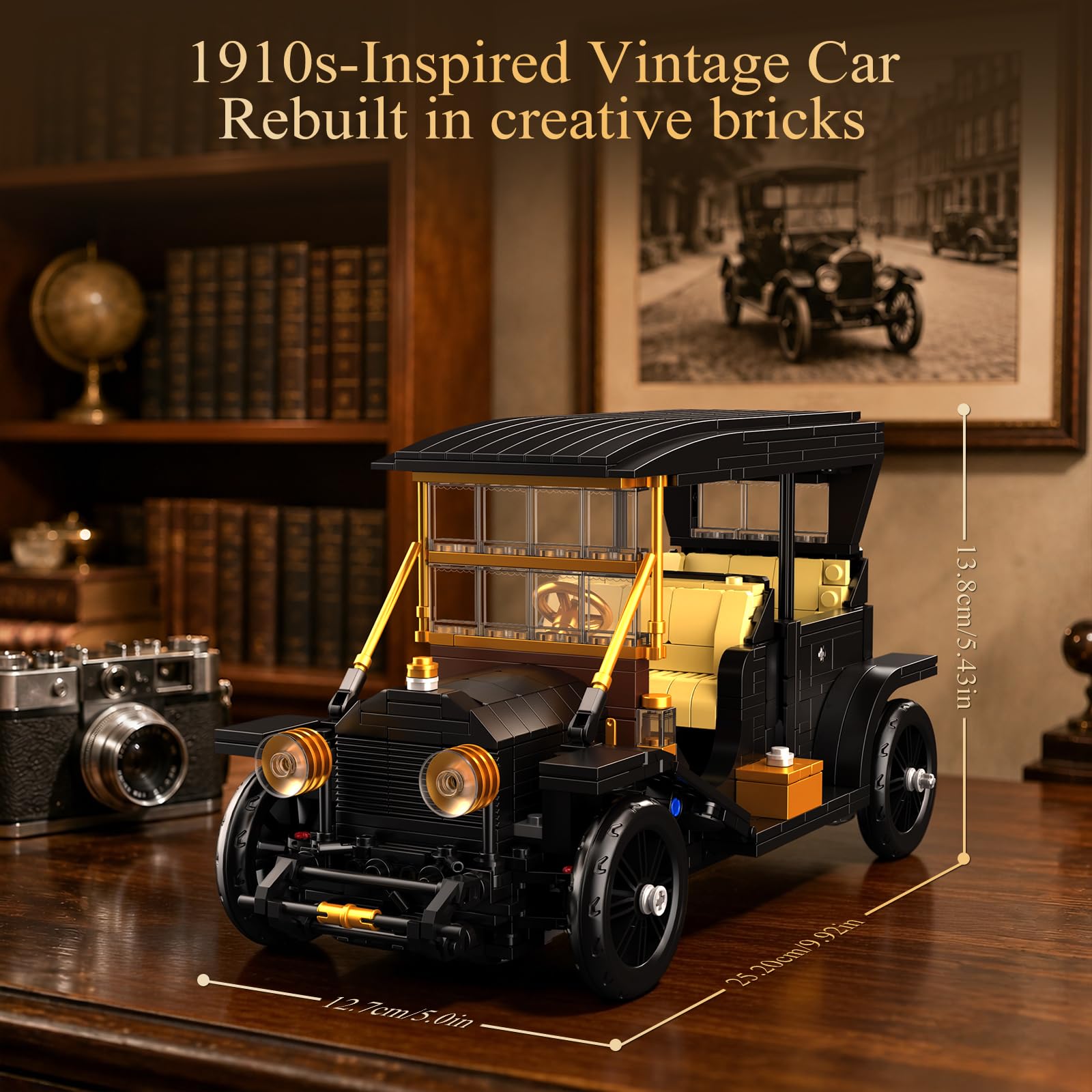 Mould King 10261 Retro Auto Bausatz 9in1, 1291 Teile, ab 14 Jahren | Oldtimer Klemmbausteine Set für Erwachsene, Retro Fahrzeug Modellbausatz als Sammlerfahrzeug, Deko und Geschenkidee