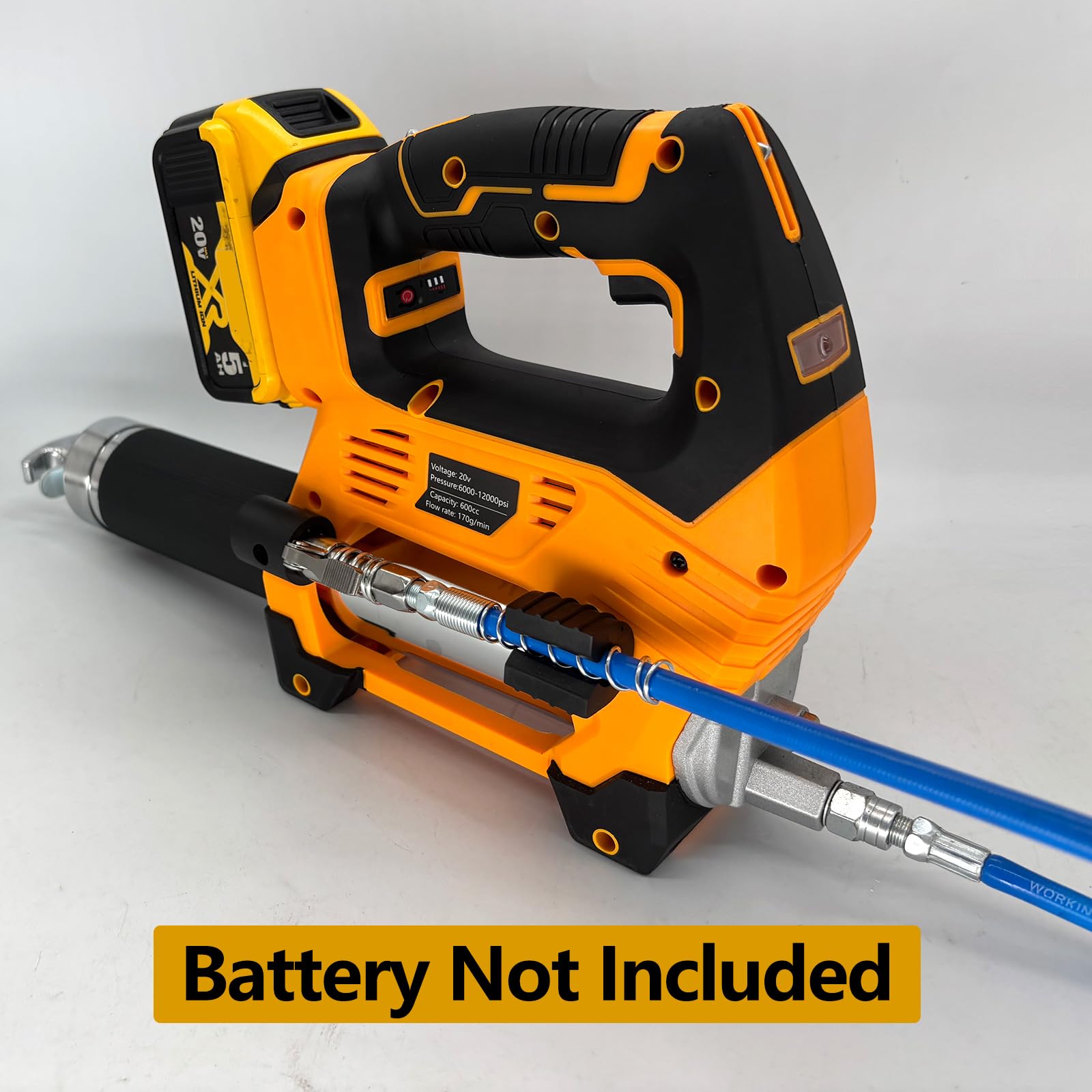 IRONFACE Elektryczny pistolet do smaru do akumulatora DEWALT 20 V, silnik bezszczotkowy, 10000 PSI akumulatorowa smarownica zasilana bateriami (bez baterii, tylko narzędzie)