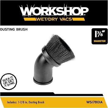 WORKSHOP Wet/Dry Vacs WS17801A 1-7/8-in. Dusting Brush Vacuum Attachment | Bristles Dust the Area as it Cleans, For WORKSHOP Shop Vacuum Cleaners, Fits 1-7/8-inch Extension Wands and Hoses