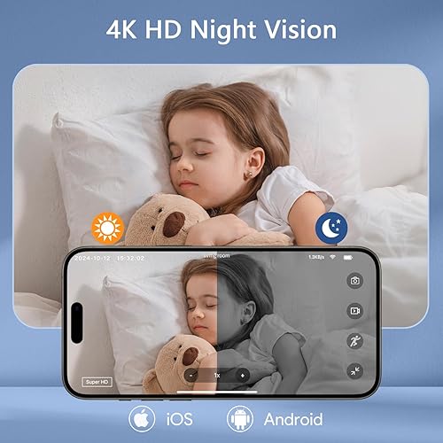 Miniatura 5 de Cámara oculta, cámara de niñera inalámbrica, mini cámara de seguridad 2K WiFi/Sin uso de WiFi, almacenamiento gratuito en la nube y SD, monitor de