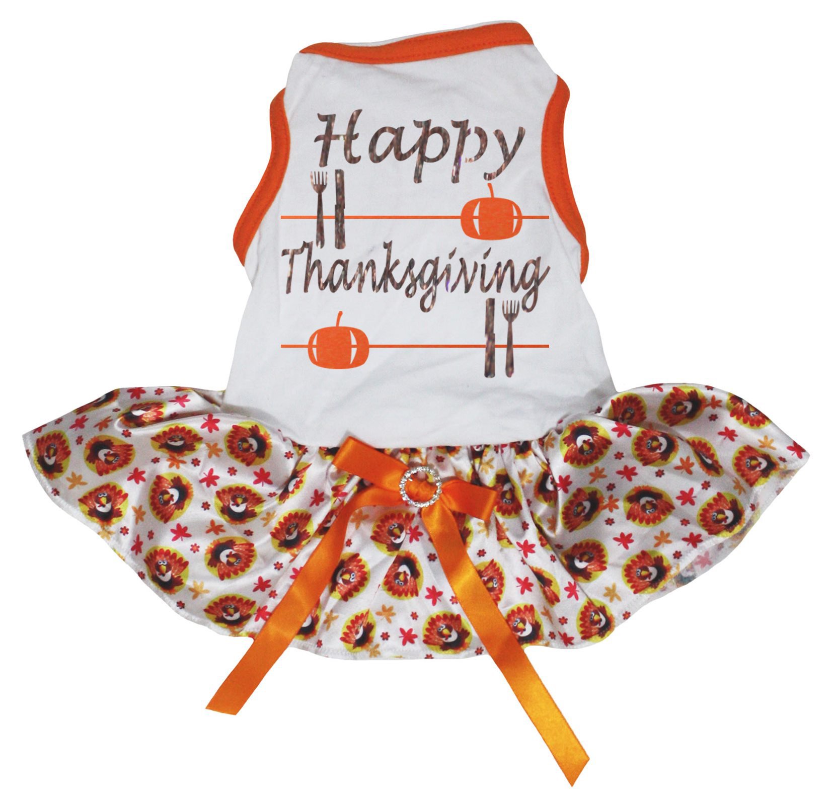 Vêtements pour chien robe Thanksgiving pour chiot avec tutu et motif dindon