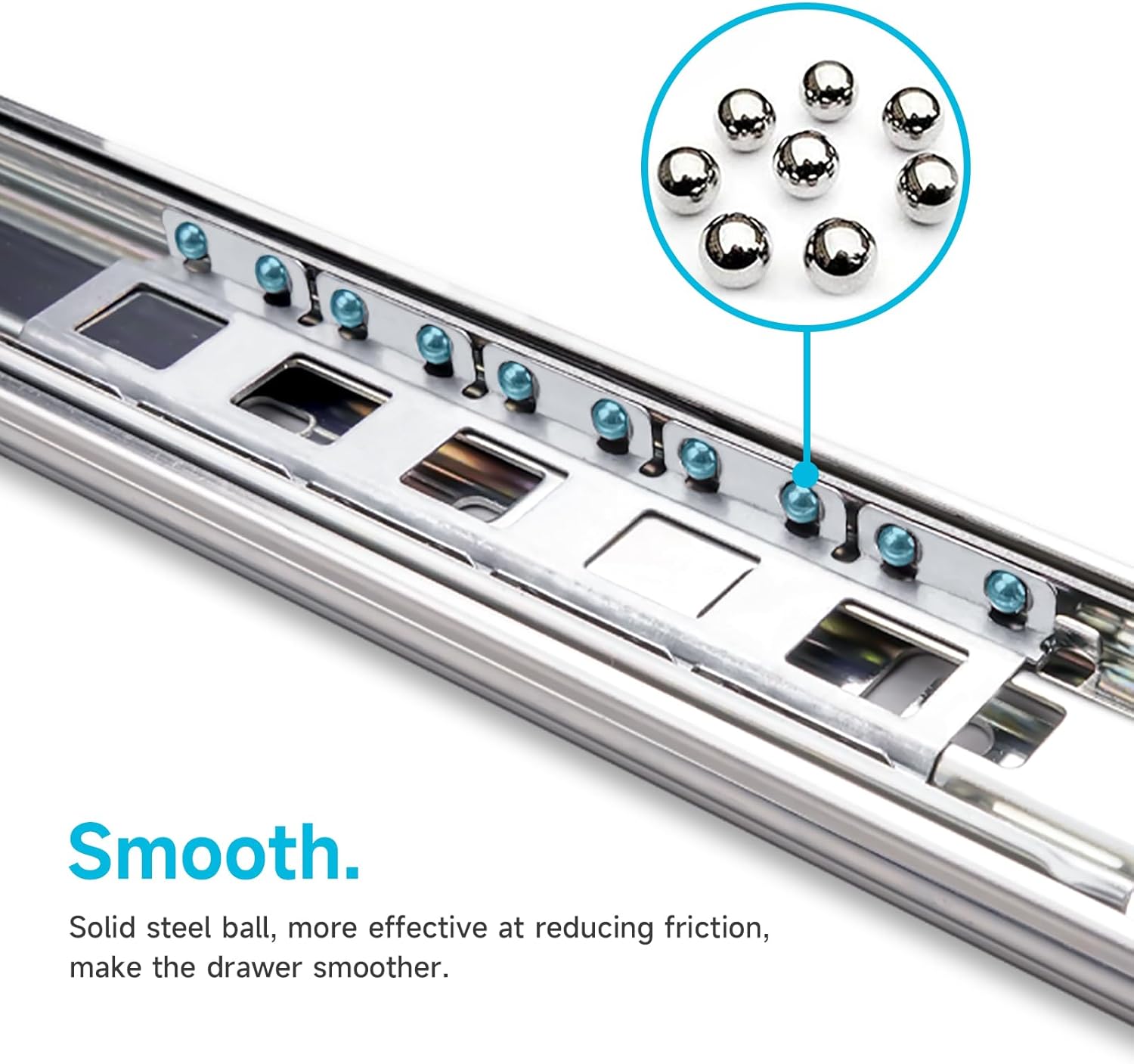 Soft Close Drawer Slides 22 Inch 10 Pairs Full Extension Side Mount 100 LB Capacity Ball Bearing Sliding Drawer Rails