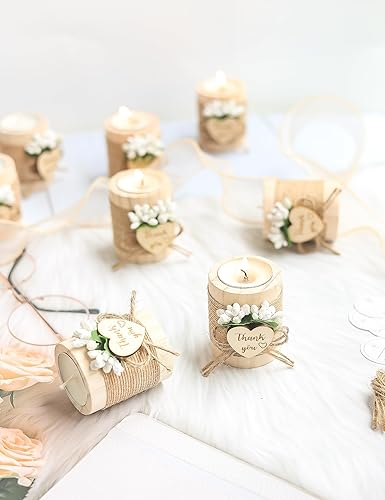 Miniatura 3 de Juego de 50 portavelas de madera para bodas, regalos de invitados, regalo de compromiso, recuerdos de regreso de invitados, regalos de despedida de