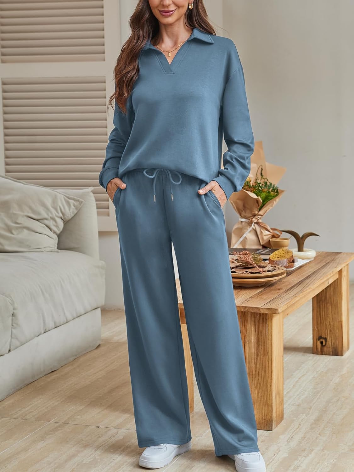 Womens Trendy 2 Piece Outfits Lounge Sets Matching Airport Travel Vacation Sweatshirt Sweatsuits - Image 2