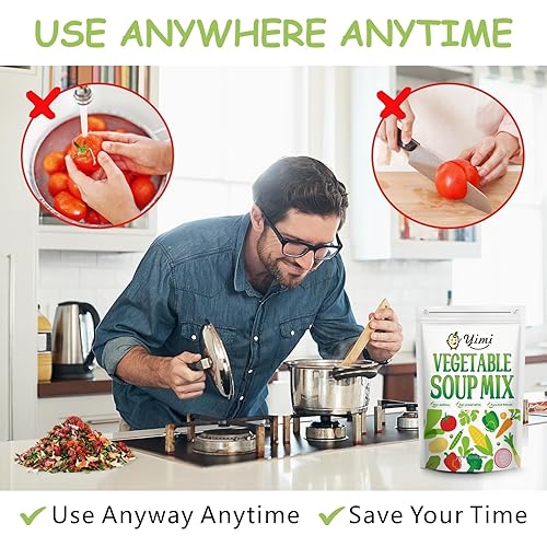 Miniatura 6 de Yimi Verduras Deshidratadas para Aderezos de Ramen, Mezcla de Sopa de Verduras Liofilizadas, Hojuelas de Verduras Secas, 100% Natural, Sin Aditivos,