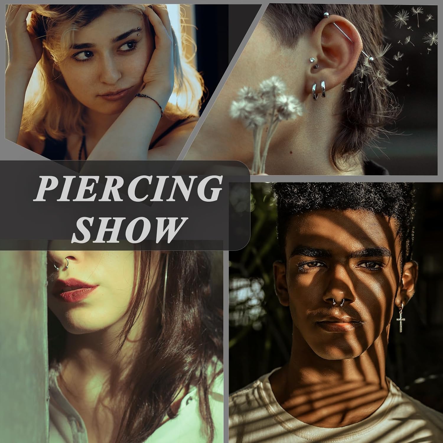 Rayyl Piercing Nadeln Set 12G 14G 16G 18G 20G und Plastic Clamps für Piercing Zubehör