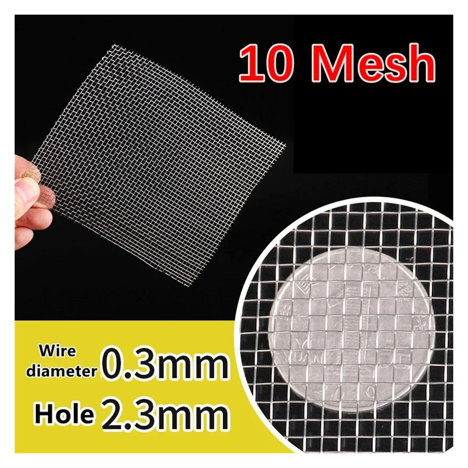 Filtro metálico de malla 4-500 acero inoxidable 304 for cocina, filtro agua, polvo y aceite(10Mesh 2.3mm)
