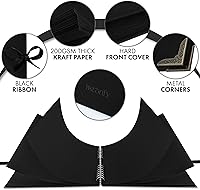 Vista 3 de Bstorify Álbum de recortes de 10 x 10 pulgadas, 70 páginas, protectores de esquina de papel kraft grueso negro, cierre de cinta, ideal para tus
