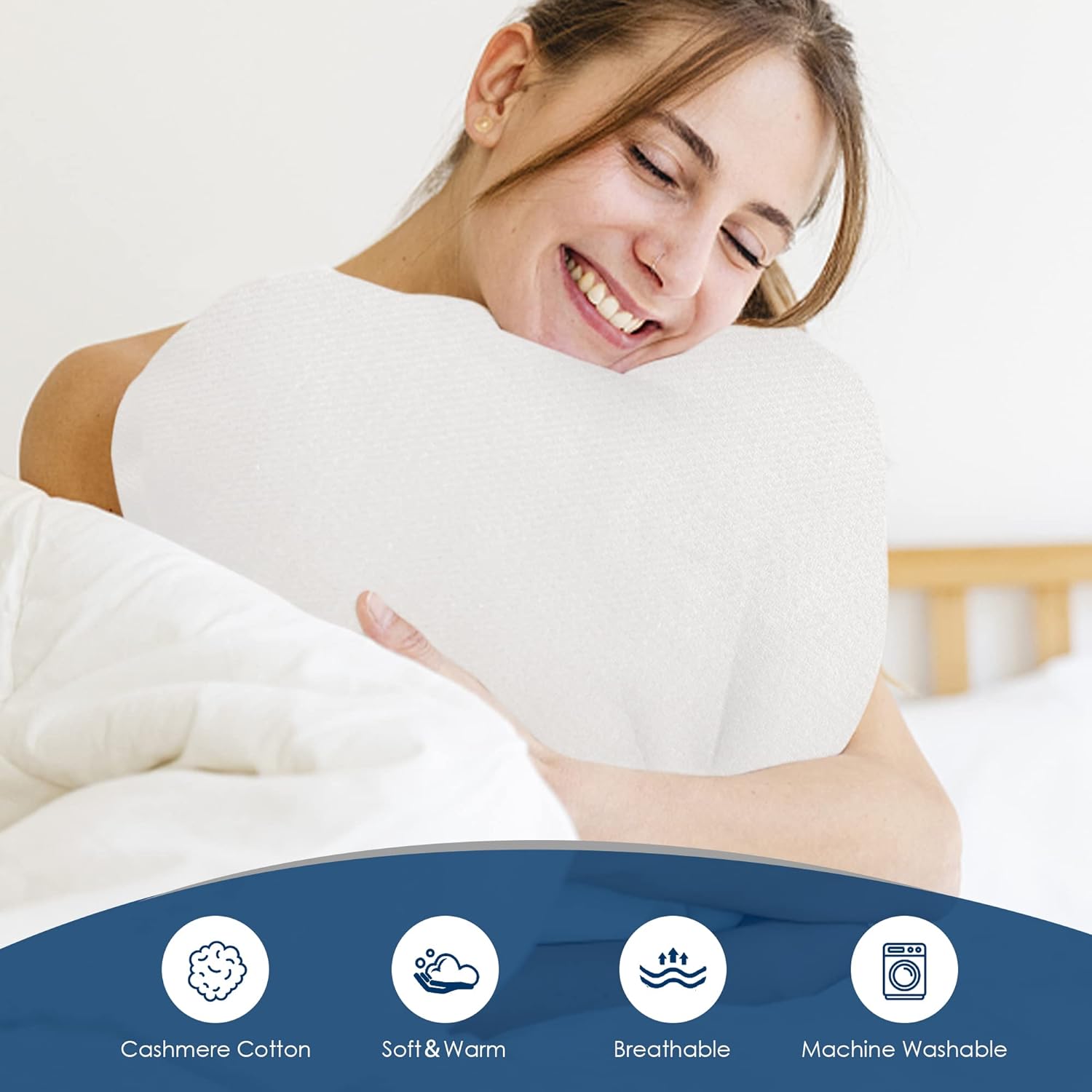 Style Quarters Cashmere Bed Blankets Twin Size White 10% Cashmere 90% Cotton Warm Luxury Plush Cozy Soft Comfy Lightweight Twin Blanket for Bed,Sofa,Couch,Travel,Camping All Season (60x90 Inches)