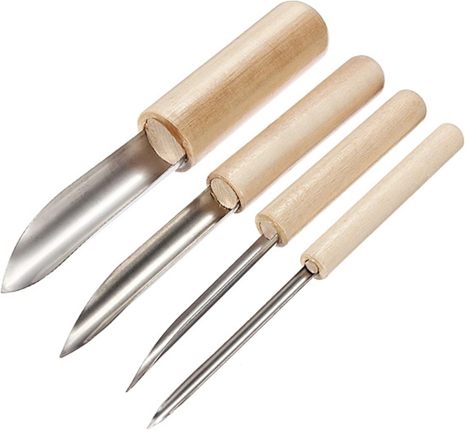 aRtEllcoco 4 Piece Semi Round Hole Cutters Stainless Steel and Wood Handle Pottery Clay Sculpture Ceramic Tools for Circle Shaping (4pcs Semi Round Hole Cutters)