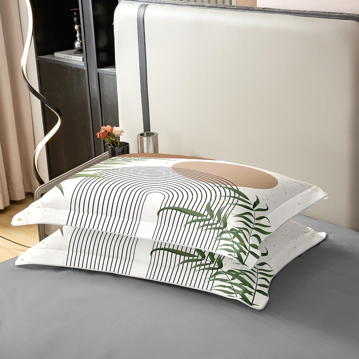 Erosebridal Boho Mid Century 100% Cotton Duvet Cover Full, Modern Bohemian Minimalist Bedding Set, Abstract Geometric Comforter Cover for Kids Adults, Retro Aesthetic Brown Circle Bedclothes