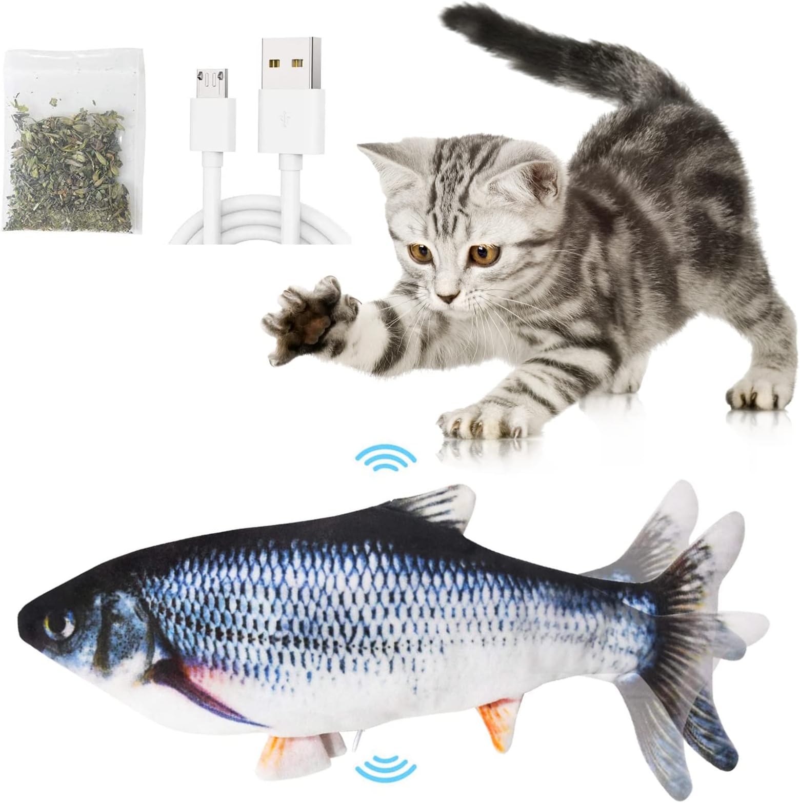 Jouet électrique en forme de poisson pour chat de 28 cm, jouet d