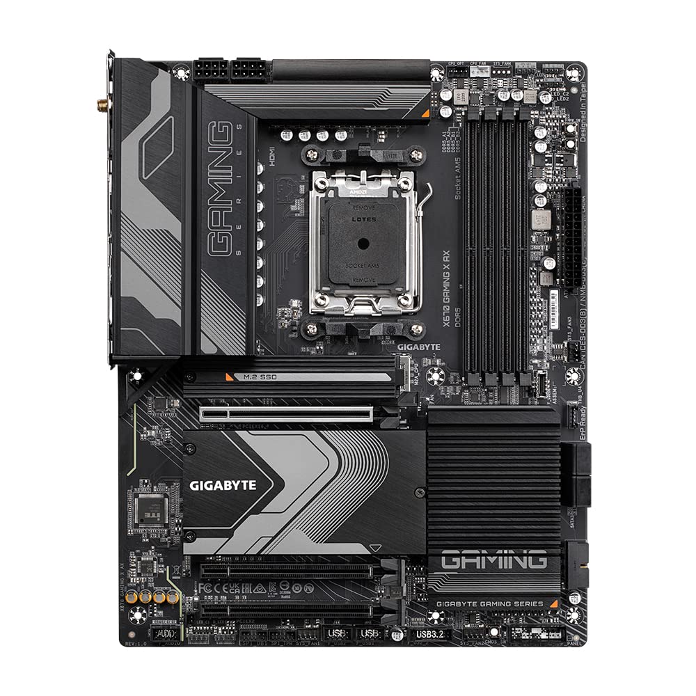 GIGABYTE X670 Gaming X AX Mainboard - Unterstützt AMD Ryzen 9000 Series CPUs, 16+2+2 Phases Digital VRM, up to 8000MHz DDR5 (OC), 1xPCIe 5.0 + 3xPCIe 4.0 M.2, Wi-Fi 6E, 2.5GbE LAN, USB 3.2 Gen 2x2